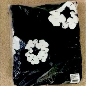 black denim tear hoodie-Large